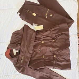 Michael Kors brown jacket and pants ensemble